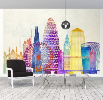 Picture of London landmarks watercolor poster